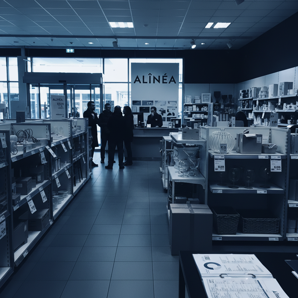 Alinéa placé en redressement judiciaire : -47 M€ en 2024, 1 200 salariés et 36 magasins concernés ; période d'observatio