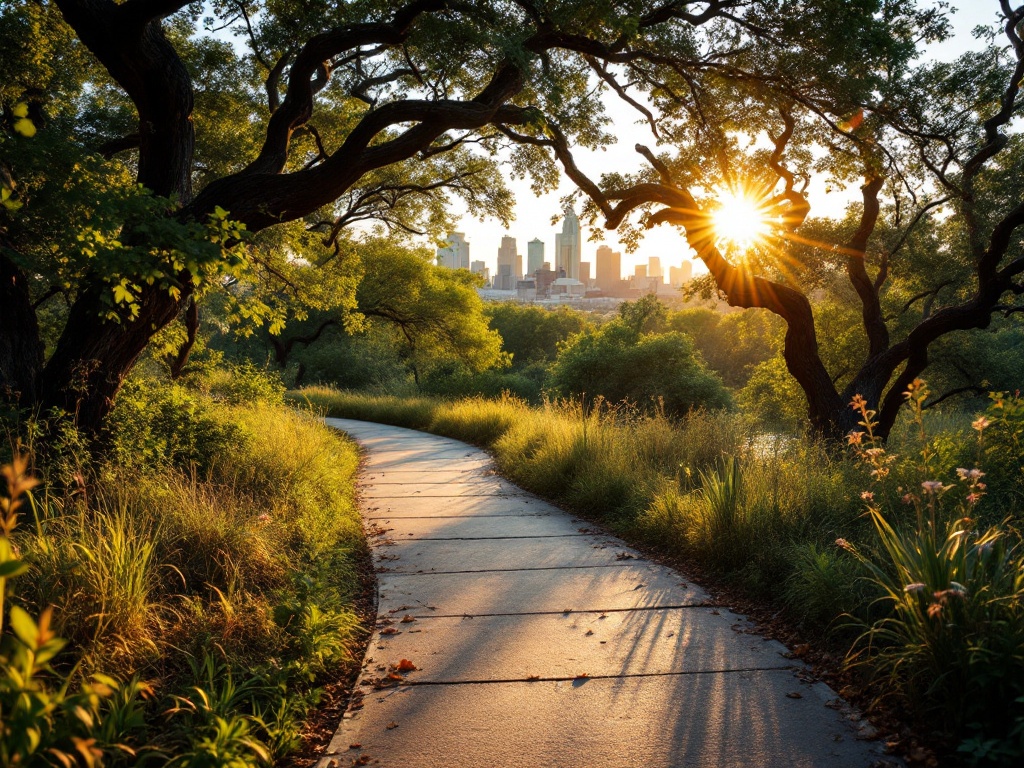 Sun-dappled Lady Bird Lake Trail with Austin skyline in distance, captured at golden hour with Sony A7R IV and

</div></div></div></div></section><section><div class=