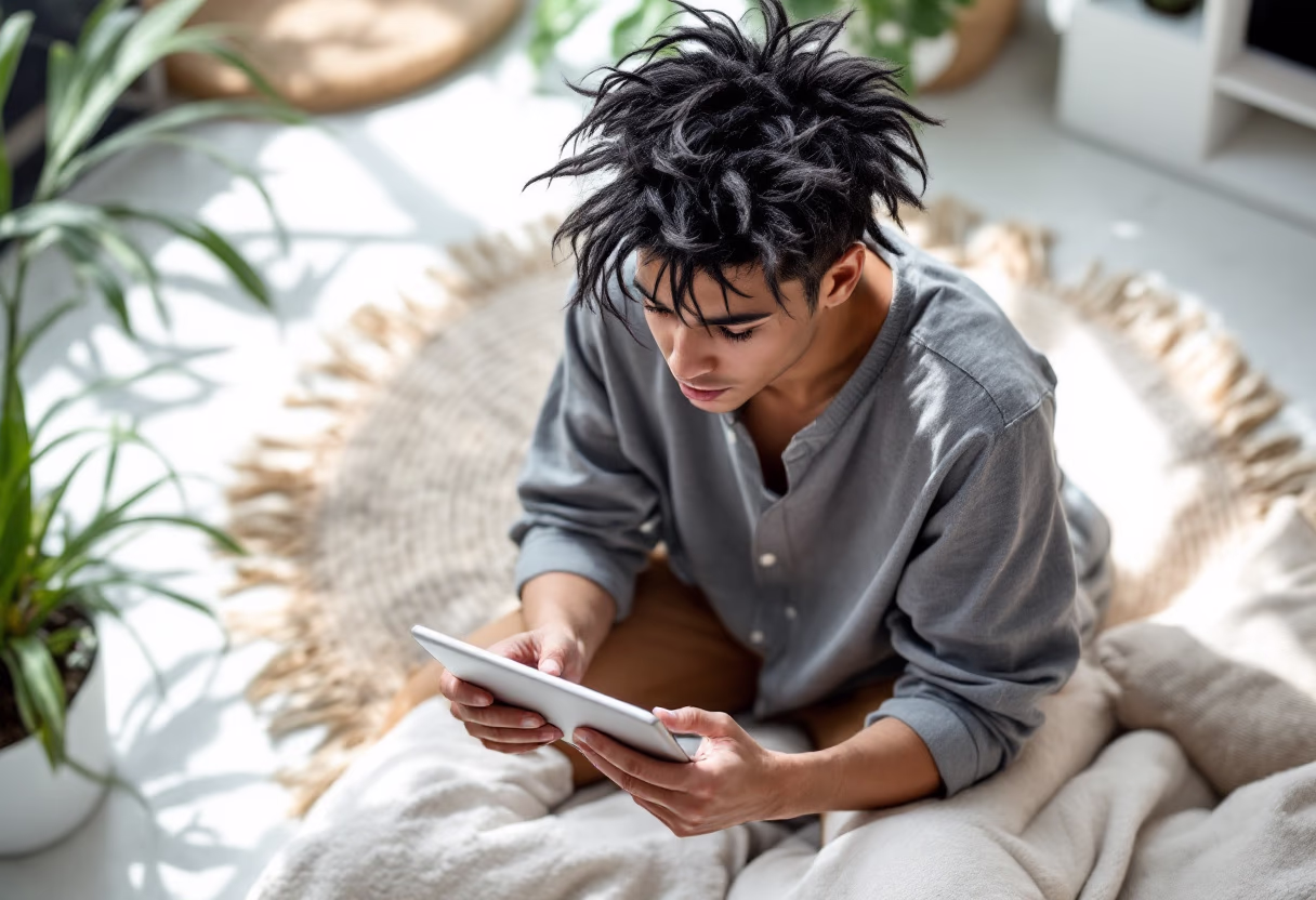 image of person in a tech-focused environment (for a consumer apps)