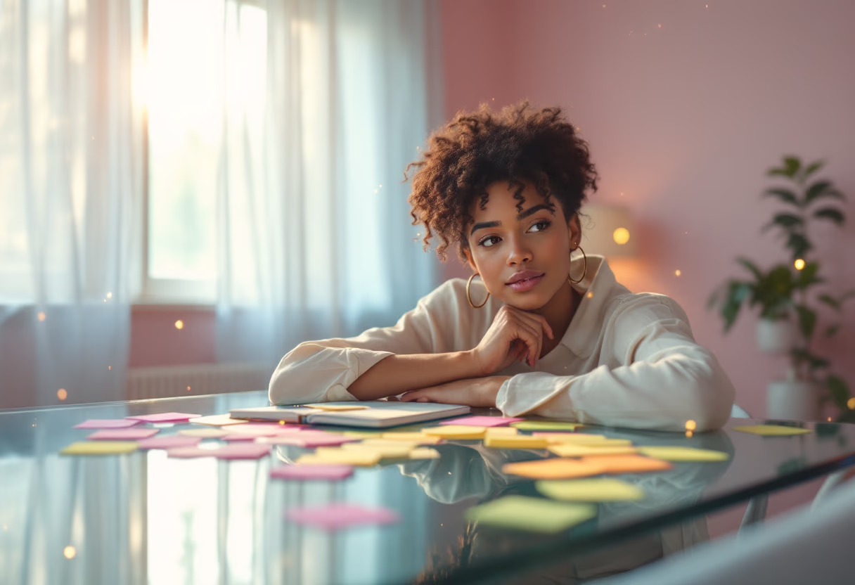 image of a person brainstorming ideas (for a productivity tools business)