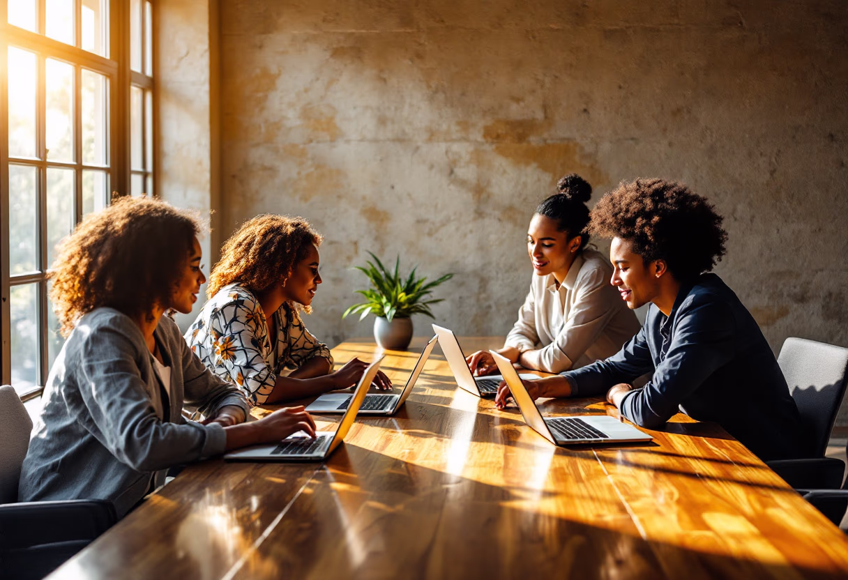 [interface] image of a group discussing in an office (for a legal tech)