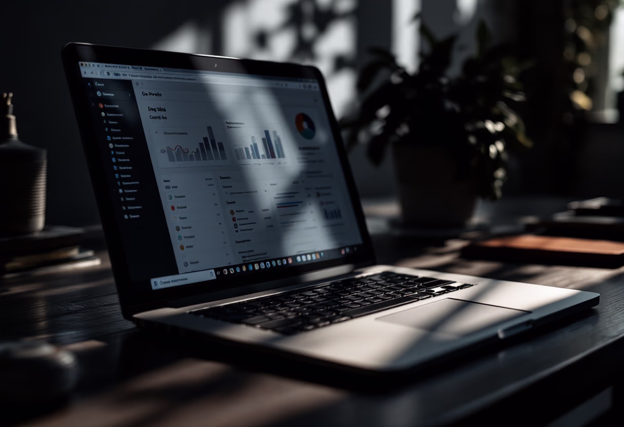image of a laptop with software interface (for a b2b saas) showcasing elegance