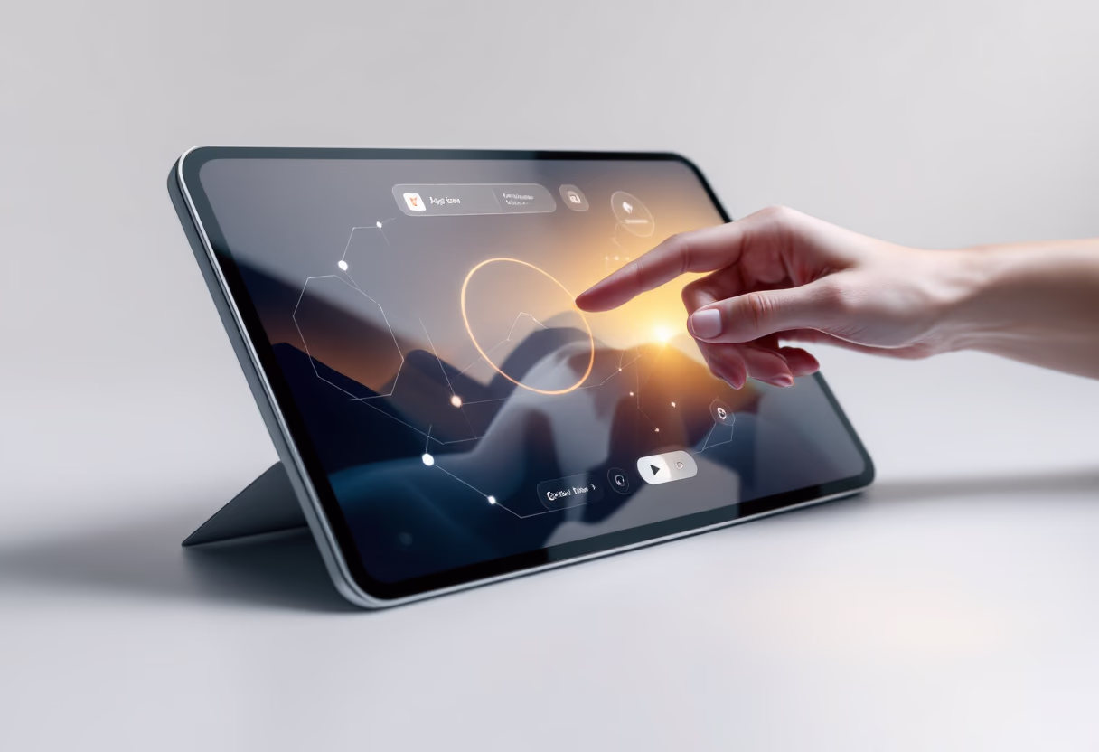 [digital project] app interface showcased on a tablet (for a web design agency)