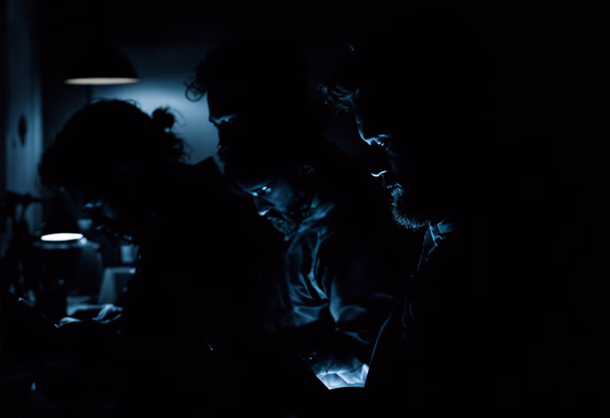 image of a team meeting in the office (for a garment care service)