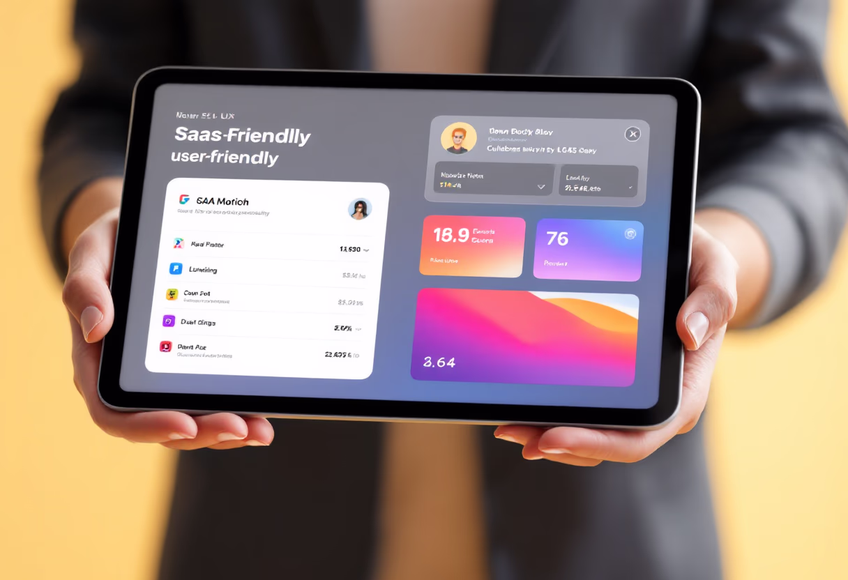 [interface] image of a tablet showing a saas product interface (for an ai saas company)