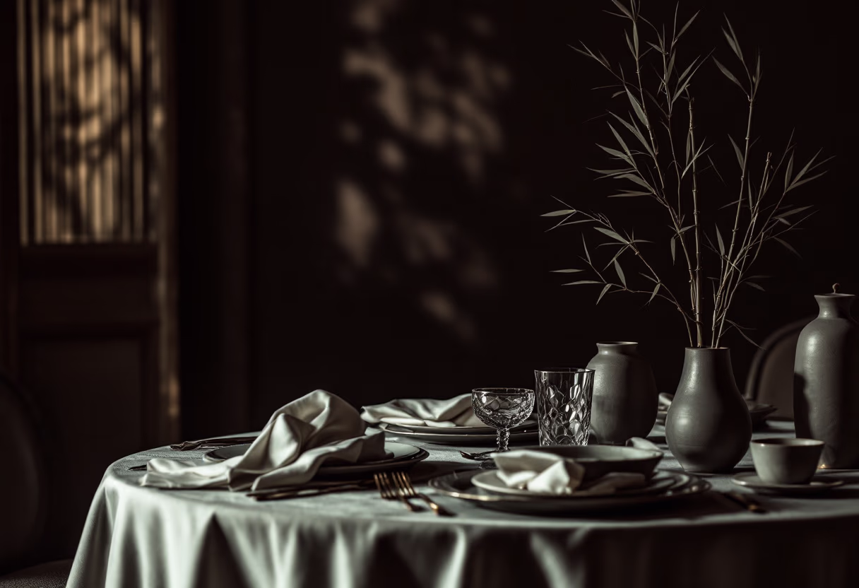 image of a decorated event setting (for a chinese restaurant)