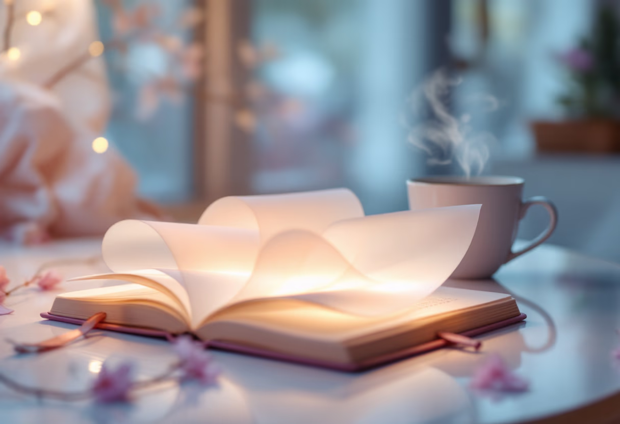 image of a notebook and coffee cup on a table (for a productivity tools business)