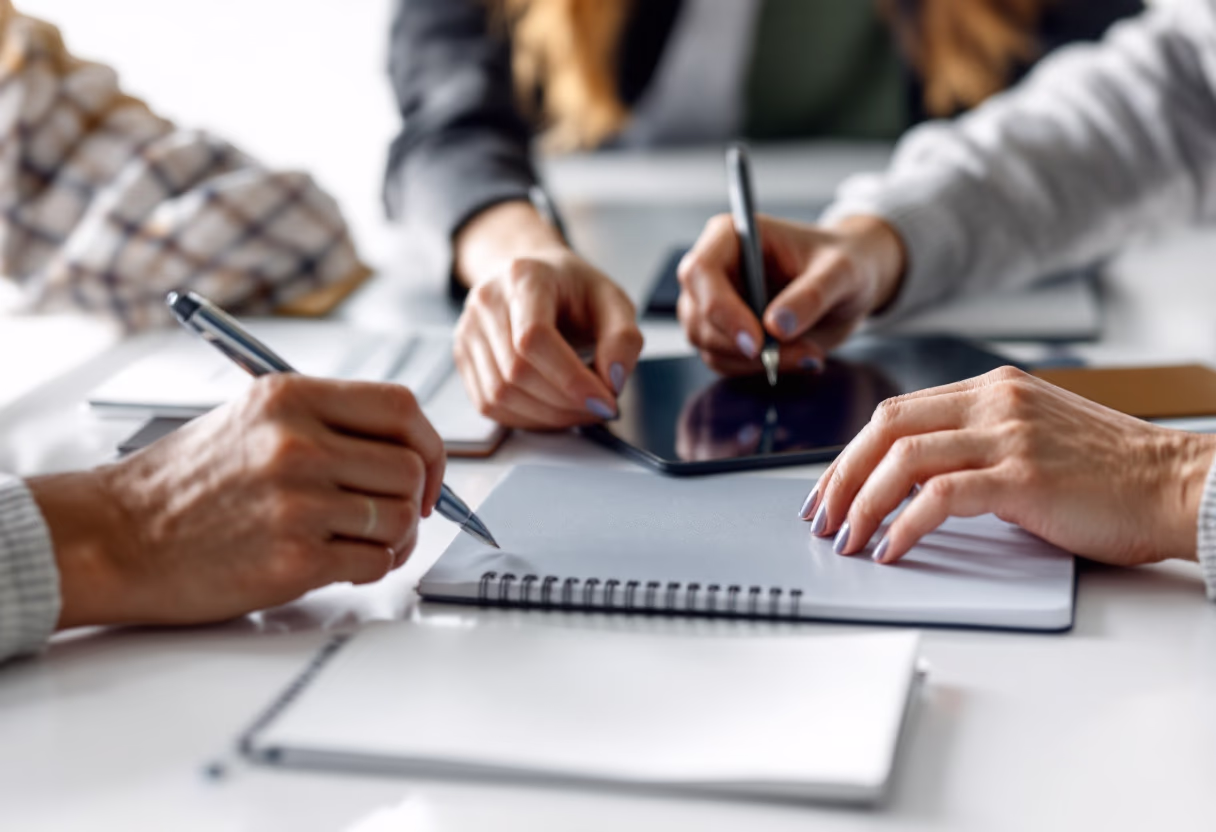 close-up study session with tech tools