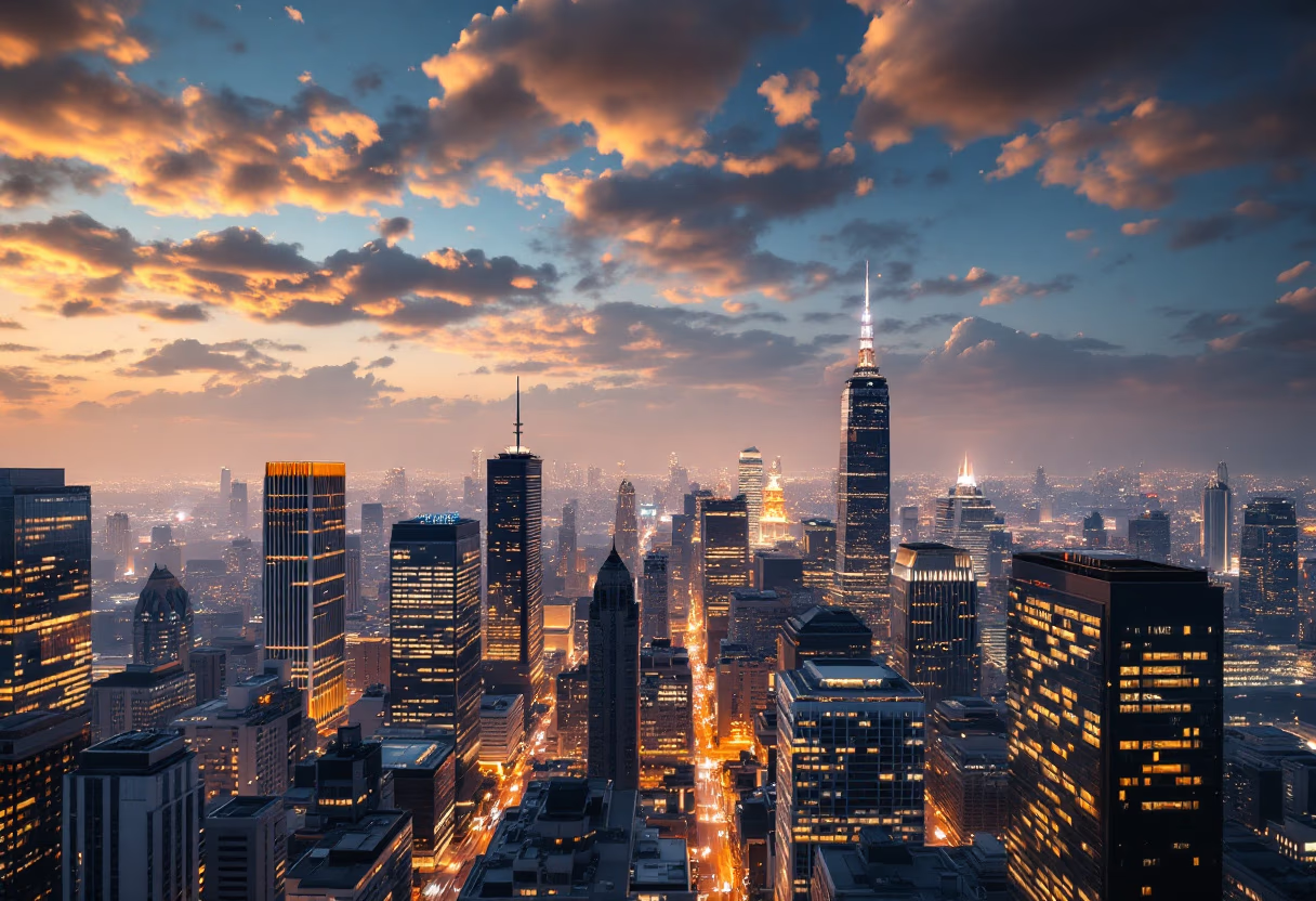[background image] image of a city skyline (for an ai fintech company)