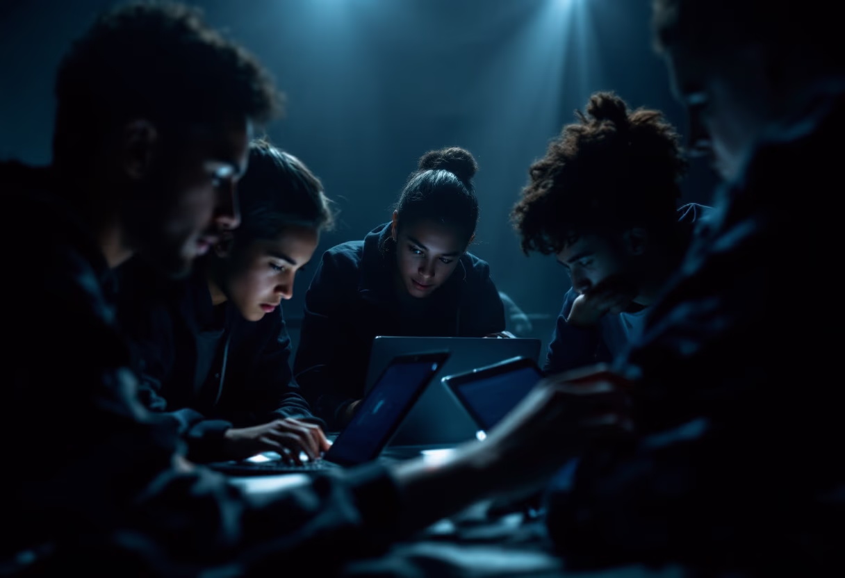 image of students engaging with the software