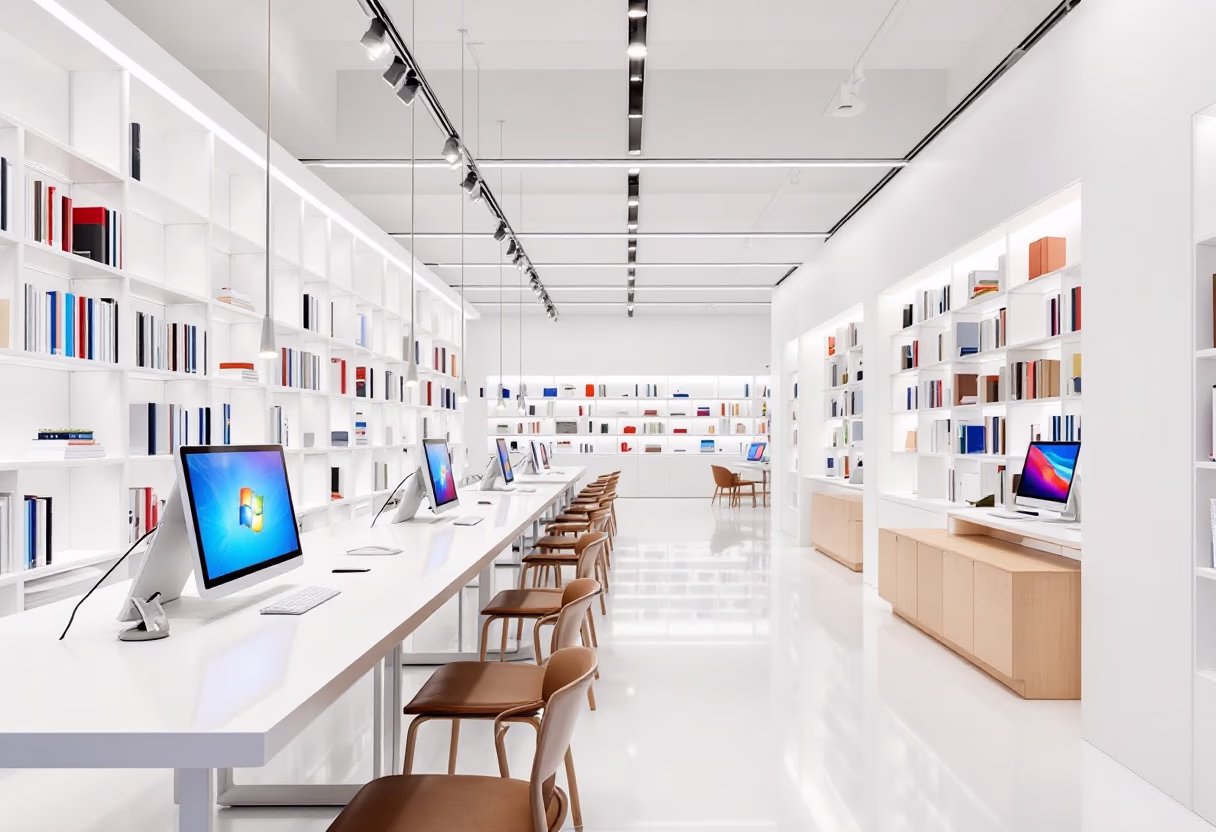 <subject>[background image] image of modern library (for an edtech)</subject>