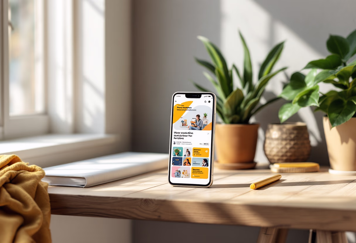 [digital project] image of a mobile device with a productivity app for a productivity tools business