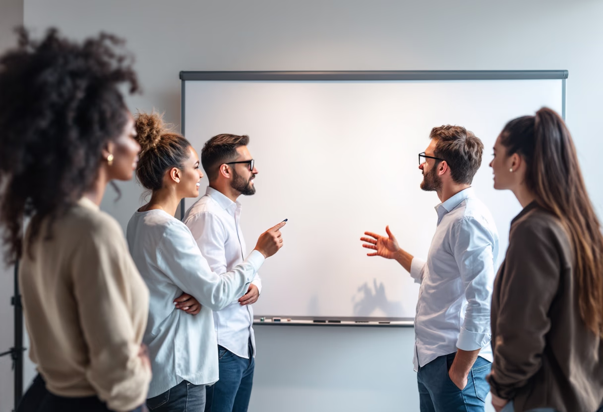 image of a diverse team in a meeting (for a edtech)