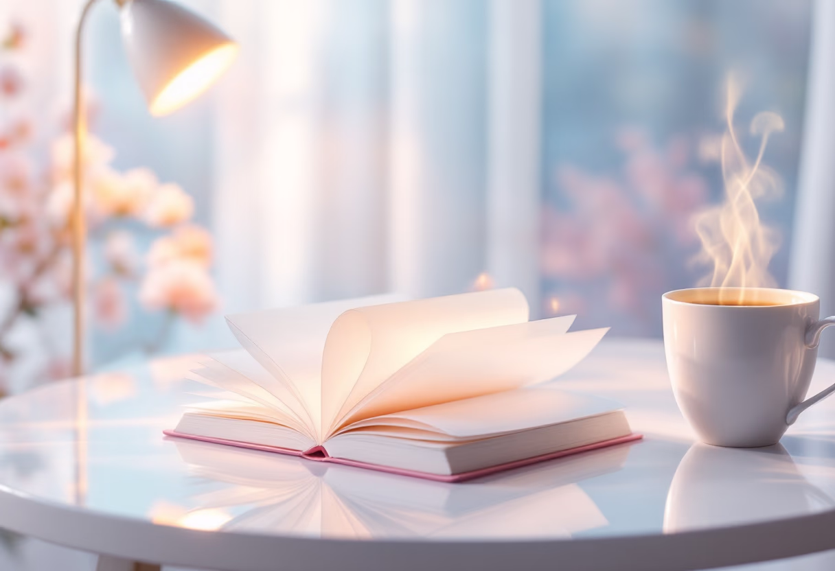 image of a notebook and coffee cup on a table (for a productivity tools business)