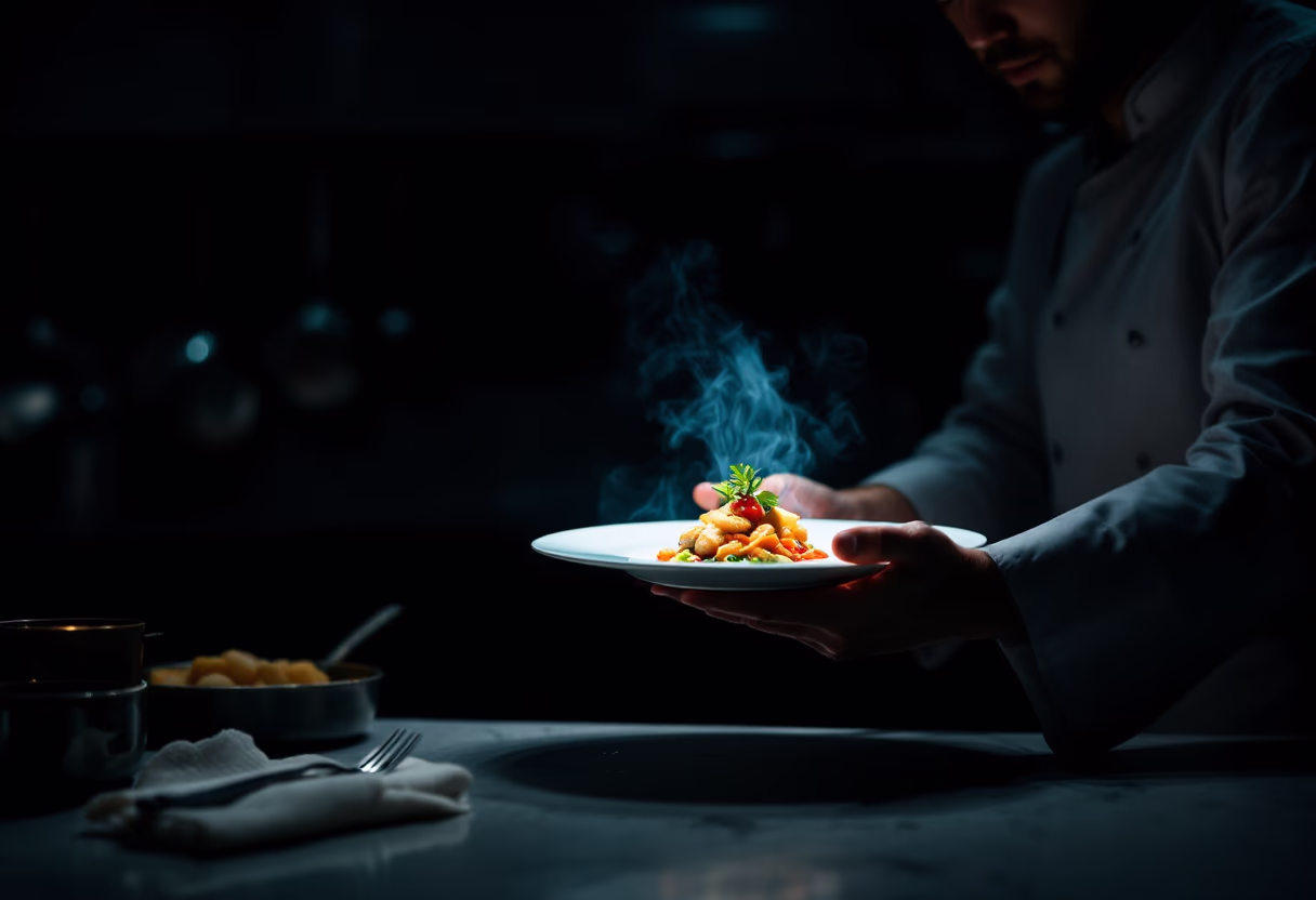 image of kitchen during service (for a fine dining restaurant)