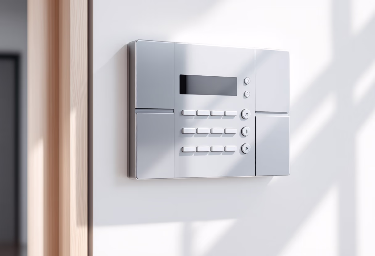 alarm system in bright white photography style