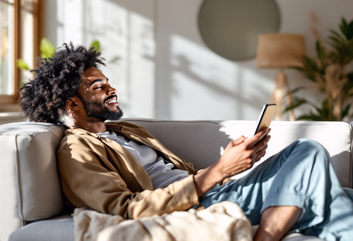 [interface] image of person using a mobile banking app for a fintech company