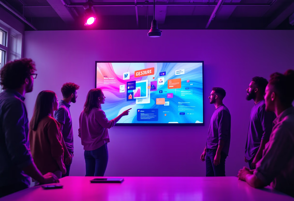 graphic designers presenting digital artwork